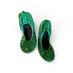 Green Sequin Silky Toes Ballet Slippers Sz 9.